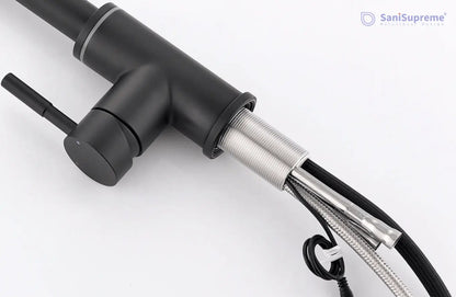 SaniSupreme thermostatische keukenkraan LED uittrekbaar Nordica Series zwart brede uitloop