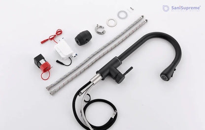 SaniSupreme thermostatische keukenkraan LED uittrekbaar Nordica Series zwart brede uitloop