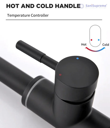 SaniSupreme thermostatische keukenkraan LED uittrekbaar Nordica Series zwart brede uitloop