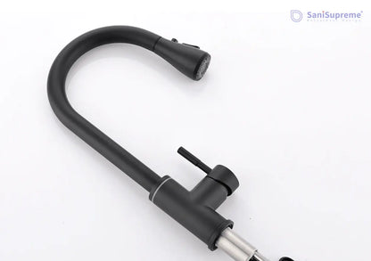 SaniSupreme thermostatische keukenkraan LED uittrekbaar Nordica Series zwart smalle uitloop