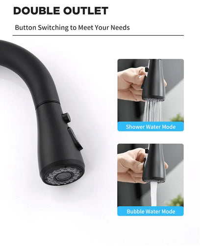 SaniSupreme thermostatische keukenkraan LED uittrekbaar Nordica Series zwart smalle uitloop