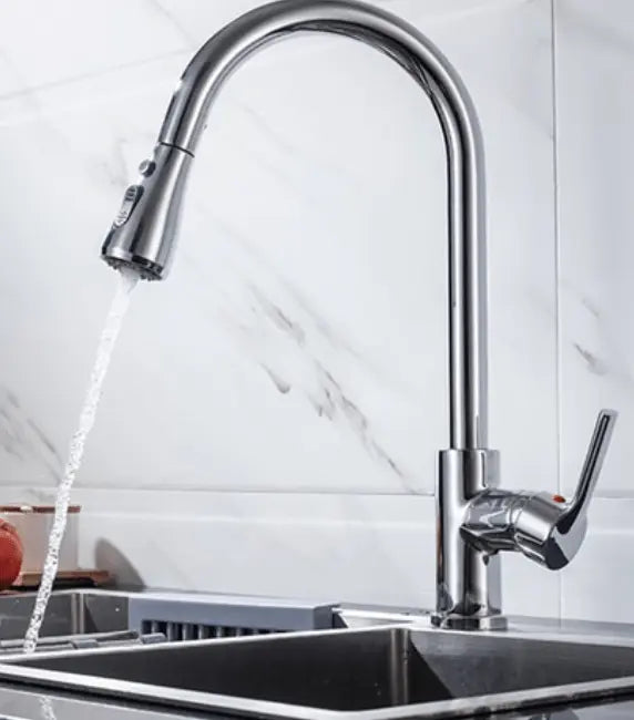 SaniSupreme thermostatische keukenkraan uittrekbaar Bologna gebogen chroom