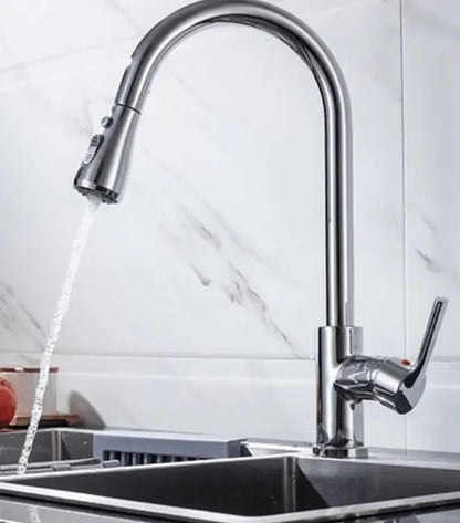 SaniSupreme thermostatische keukenkraan uittrekbaar Bologna gebogen chroom