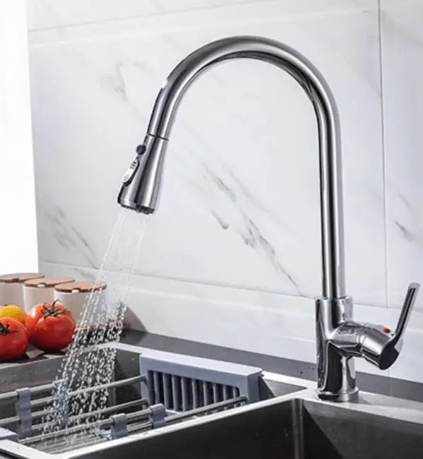 SaniSupreme thermostatische keukenkraan uittrekbaar Bologna gebogen chroom