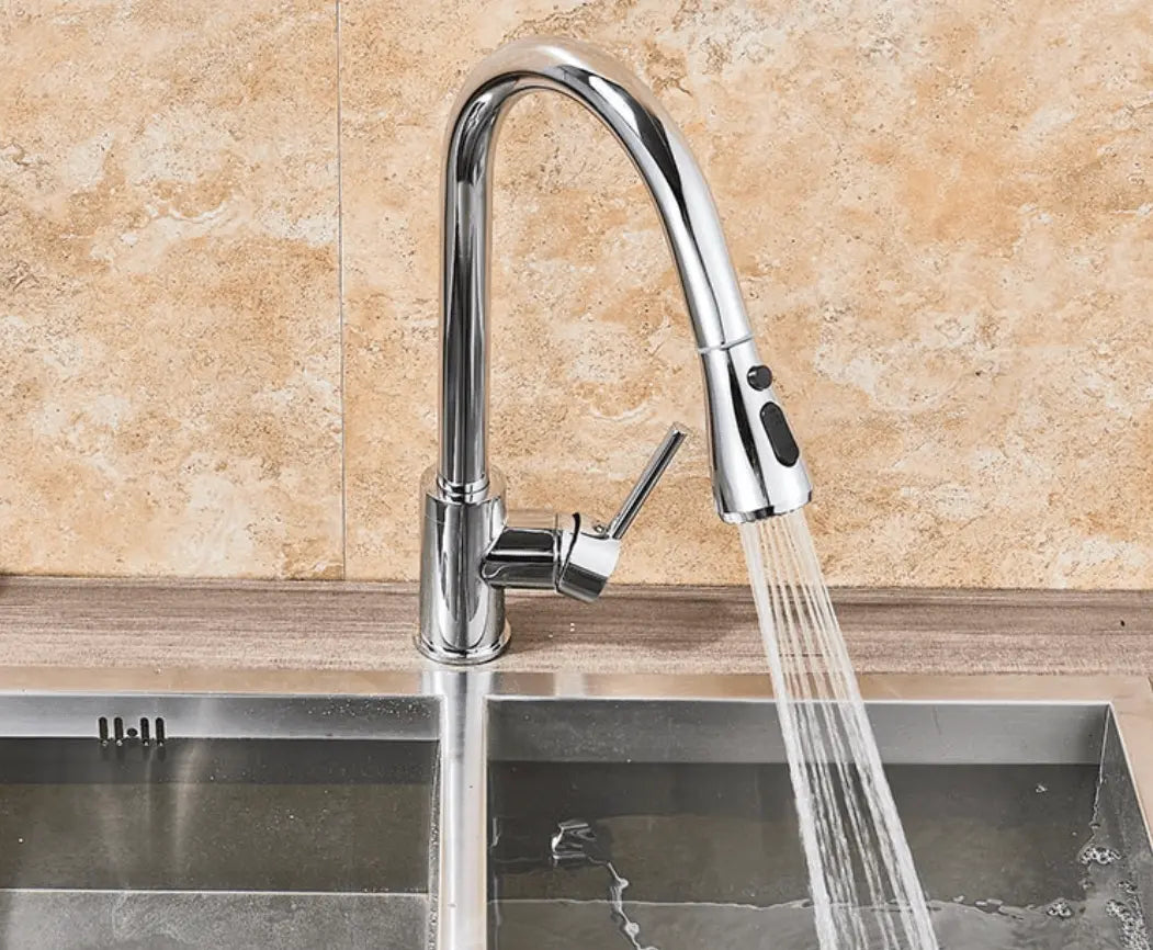 SaniSupreme thermostatische keukenkraan uittrekbaar Bologna gebogen chroom