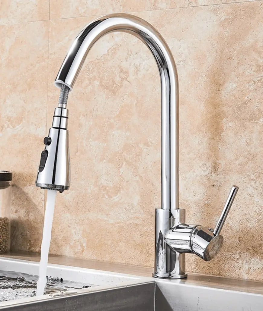 SaniSupreme thermostatische keukenkraan uittrekbaar Bologna gebogen chroom