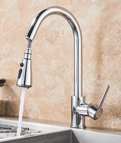 SaniSupreme thermostatische keukenkraan uittrekbaar Bologna gebogen chroom