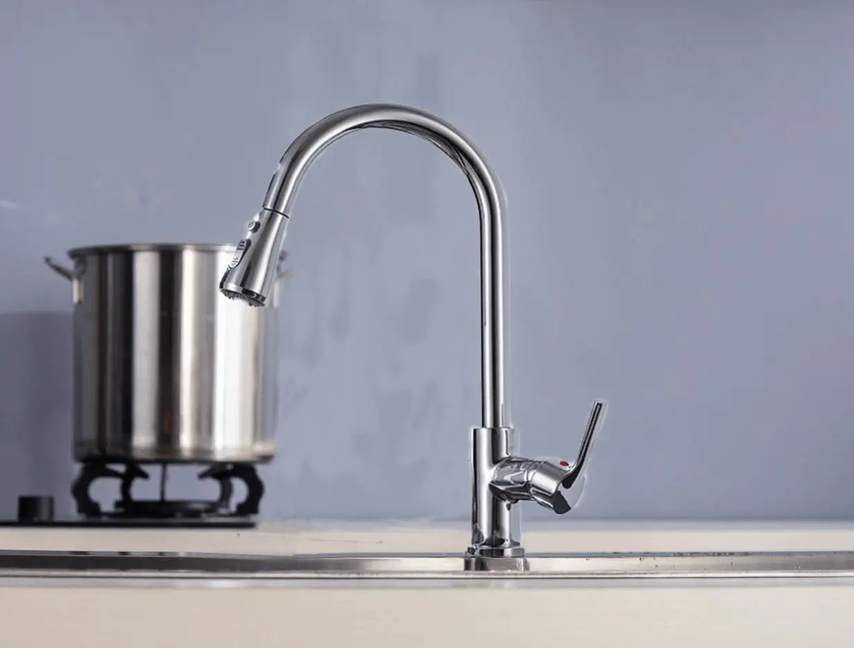 SaniSupreme thermostatische keukenkraan uittrekbaar Bologna gebogen chroom