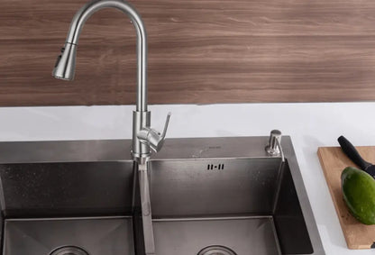 SaniSupreme thermostatische keukenkraan uittrekbaar Bologna gebogen RVS