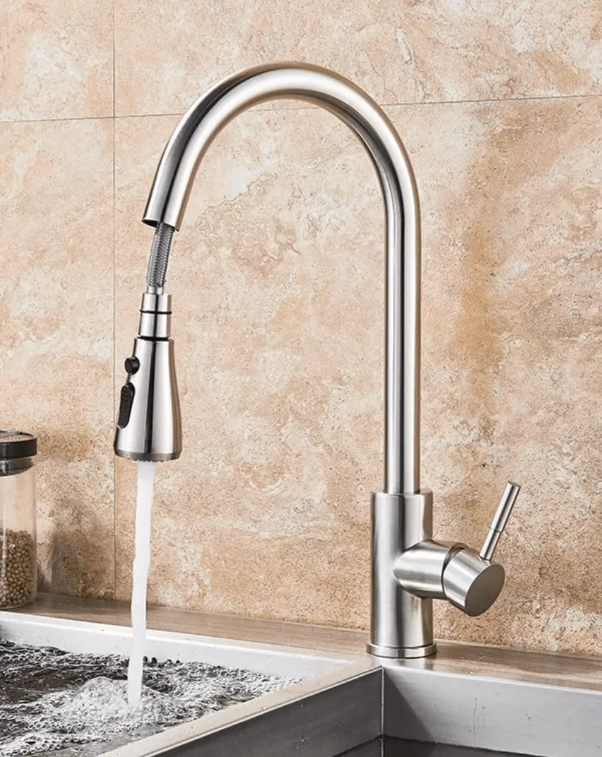 SaniSupreme thermostatische keukenkraan uittrekbaar Bologna gebogen RVS