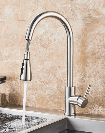 SaniSupreme thermostatische keukenkraan uittrekbaar Bologna gebogen RVS