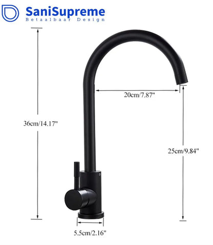 SaniSupreme thermostatische keukenmengkraan Bologna gebogen mat zwart