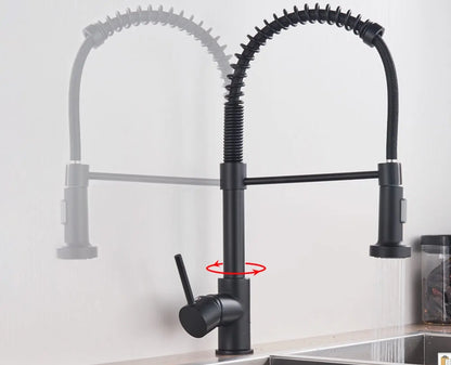 SaniSupreme® thermostatische keukenmengkraan San Marino gebogen met veer mat zwart