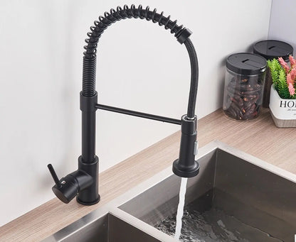 SaniSupreme® thermostatische keukenmengkraan San Marino gebogen met veer mat zwart