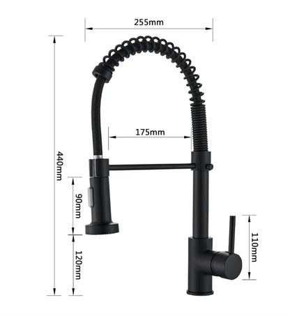 SaniSupreme® thermostatische keukenmengkraan San Marino gebogen met veer mat zwart