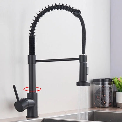 SaniSupreme® thermostatische keukenmengkraan San Marino gebogen met veer mat zwart