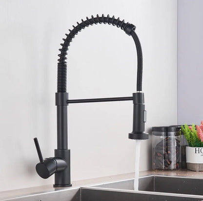 SaniSupreme® thermostatische keukenmengkraan San Marino gebogen met veer mat zwart