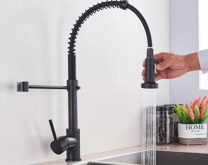 SaniSupreme® thermostatische keukenmengkraan San Marino gebogen met veer mat zwart