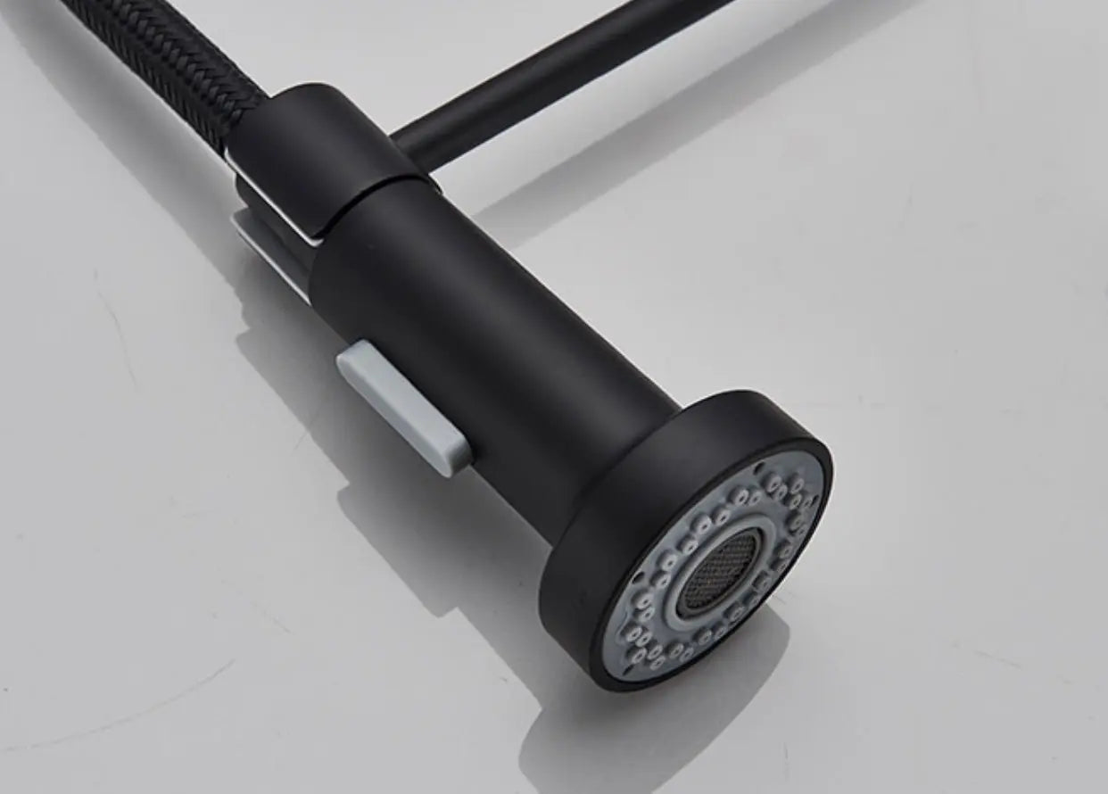 SaniSupreme® thermostatische keukenmengkraan San Marino gebogen met veer mat zwart