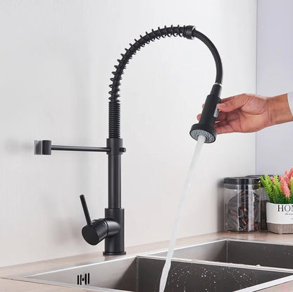 SaniSupreme® thermostatische keukenmengkraan San Marino gebogen met veer mat zwart