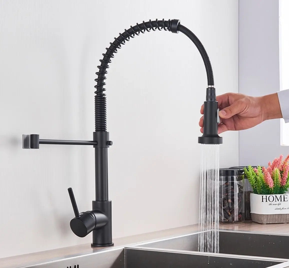 SaniSupreme® thermostatische keukenmengkraan San Marino gebogen met veer mat zwart