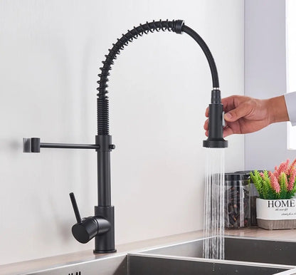 SaniSupreme® thermostatische keukenmengkraan San Marino gebogen met veer mat zwart