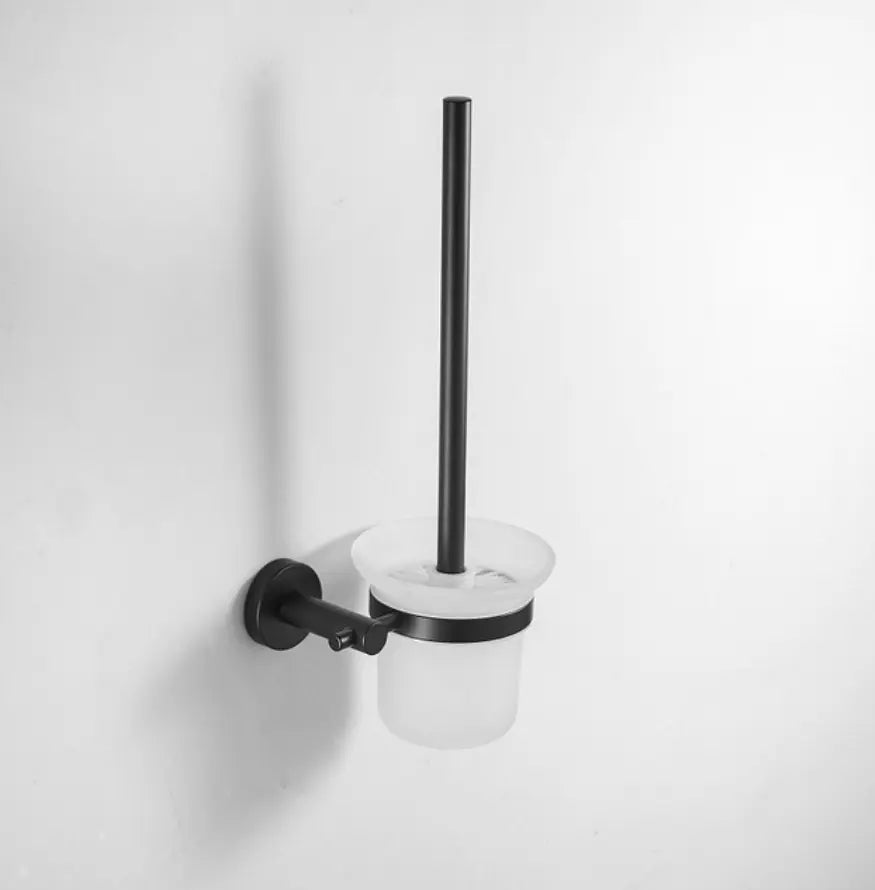 SaniSupreme Toiletborstel mat glas, mat zwarte houder