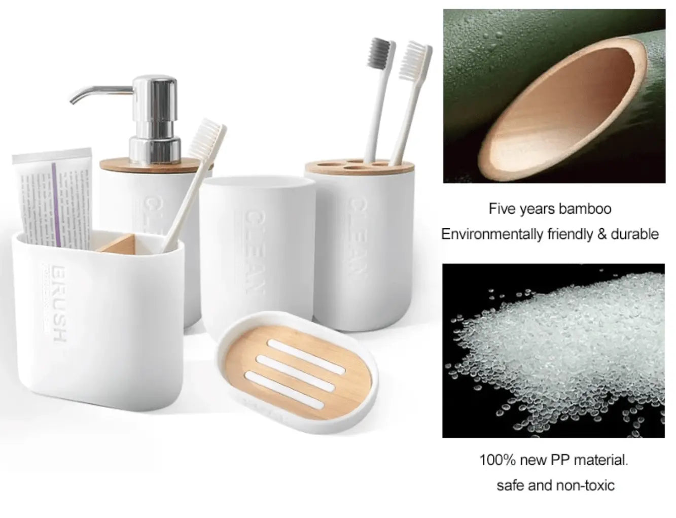 SaniSupreme Toiletset Badkamerset 5 Delig - Toiletaccessoires Set - Wit