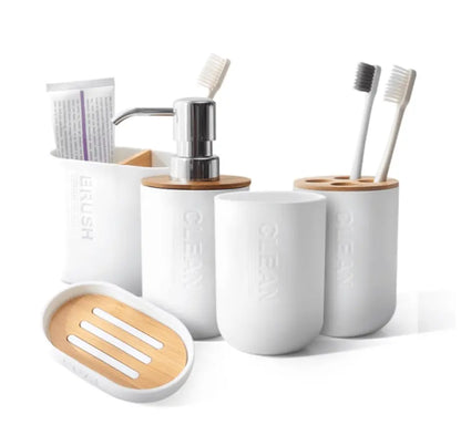 SaniSupreme Toiletset Badkamerset 5 Delig - Toiletaccessoires Set - Wit