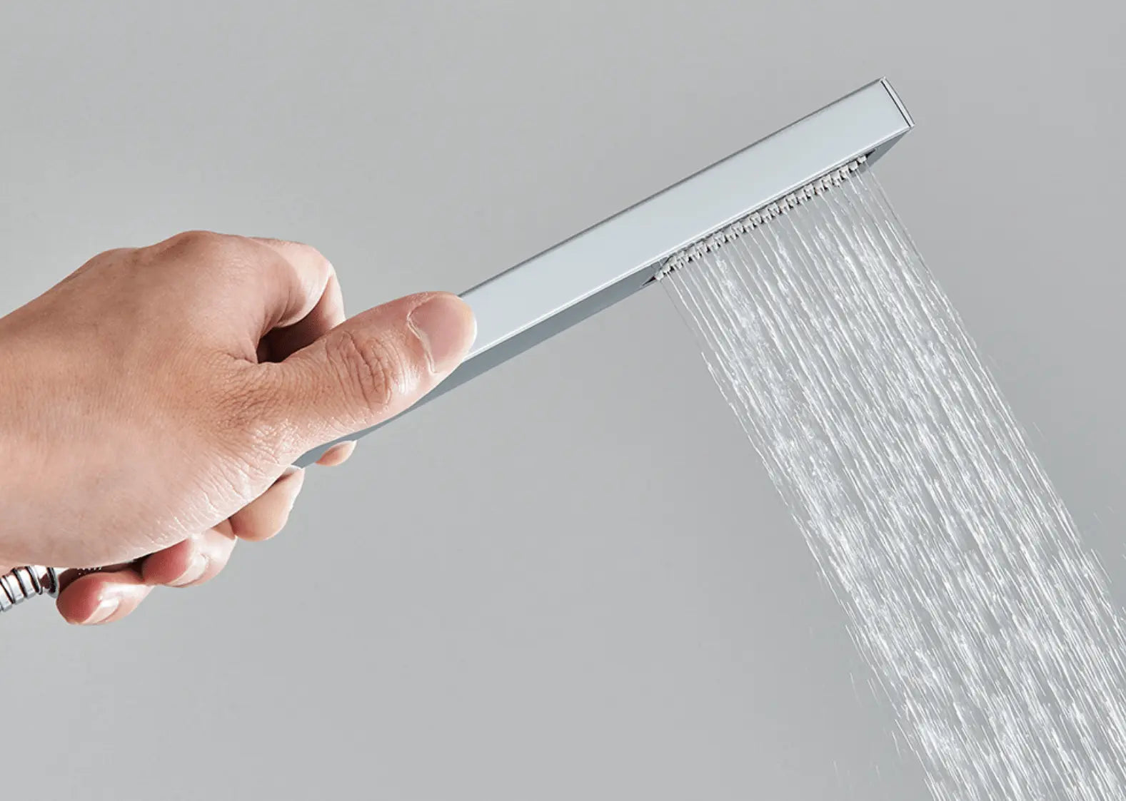 SaniSupreme Turijn handdouche smal rechthoek Messing chroom luxe zware kwaliteit