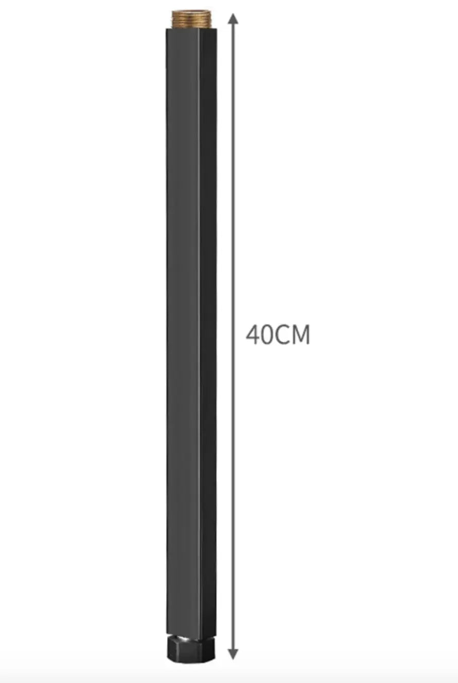 SaniSupreme verlengbuis douche 40 cm G1/2 standaard aansluiting recht mat zwart rechthoek alleen in combinatie douche set