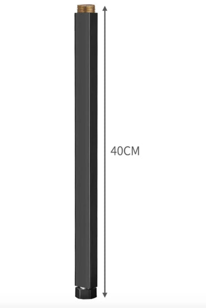 SaniSupreme verlengbuis douche 40 cm G1/2 standaard aansluiting recht mat zwart rechthoek alleen in combinatie douche set