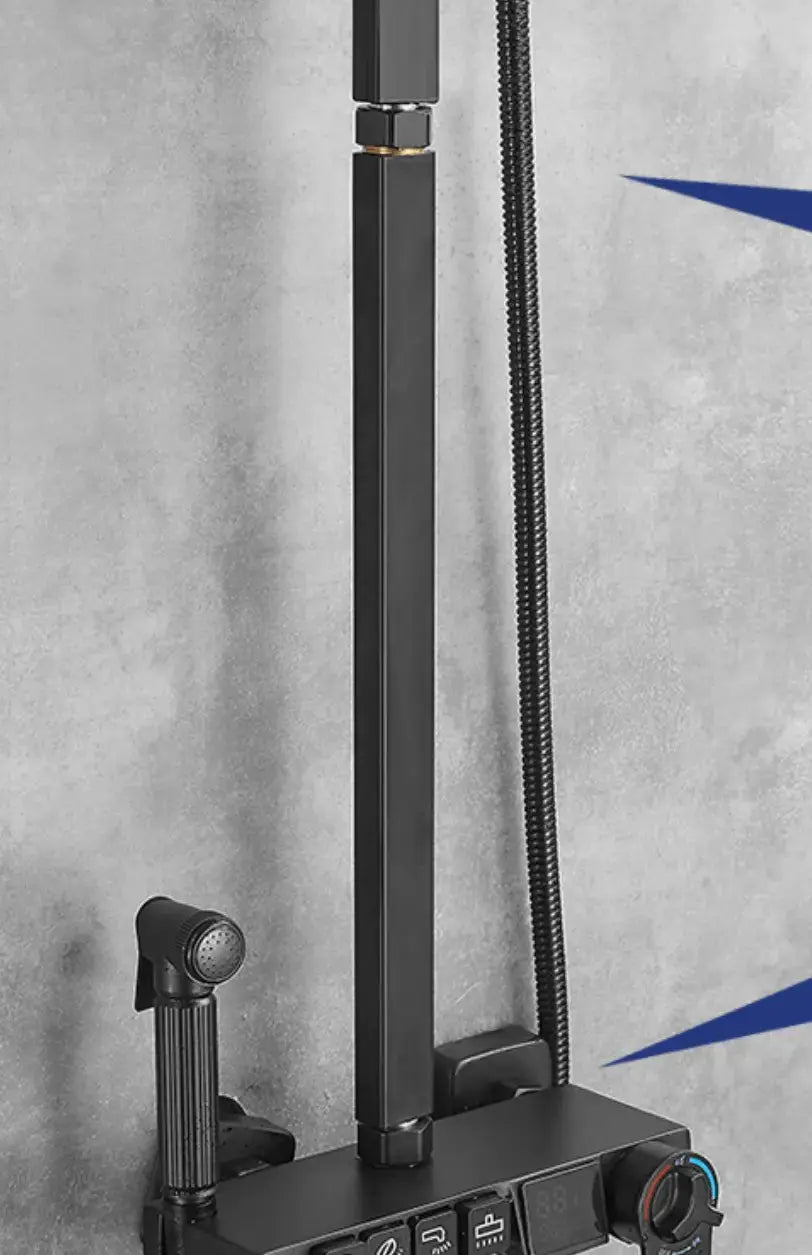 SaniSupreme verlengbuis douche 50 cm G1/2 standaard aansluiting recht mat zwart rechthoek alleen in combinatie douche set