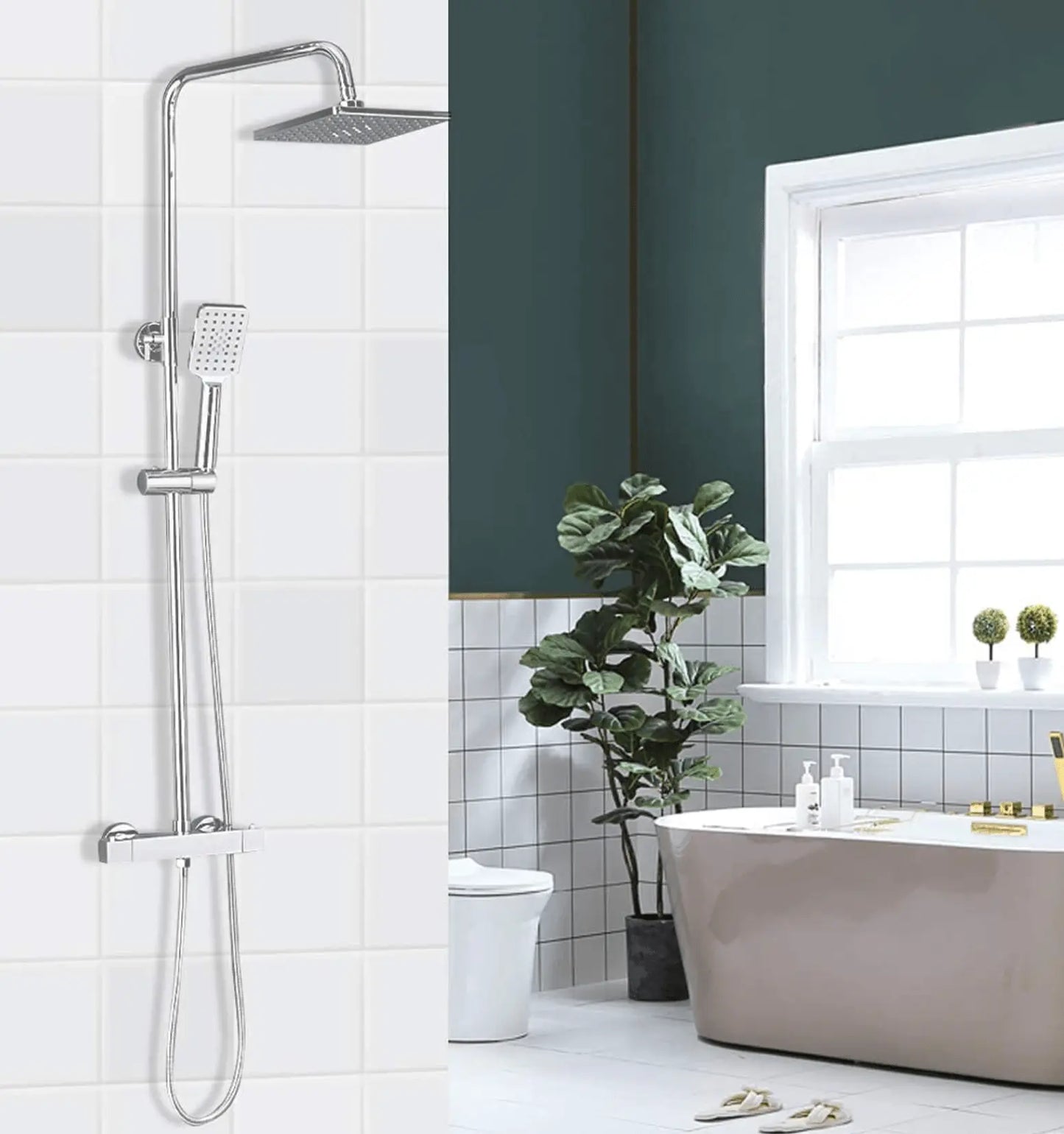 SaniSupreme Vienna Thermostatisch opbouw doucheset 20 cm regendouche chroom vierkant