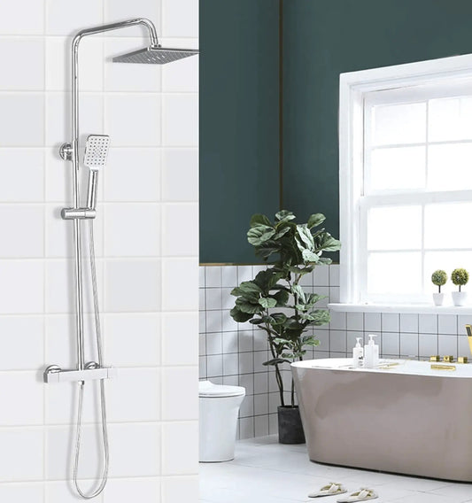 SaniSupreme Vienna Thermostatisch opbouw doucheset 20 cm regendouche chroom vierkant