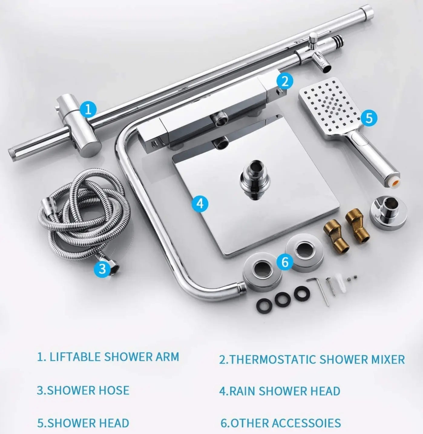 SaniSupreme Vienna Thermostatisch opbouw doucheset 20 cm regendouche chroom vierkant