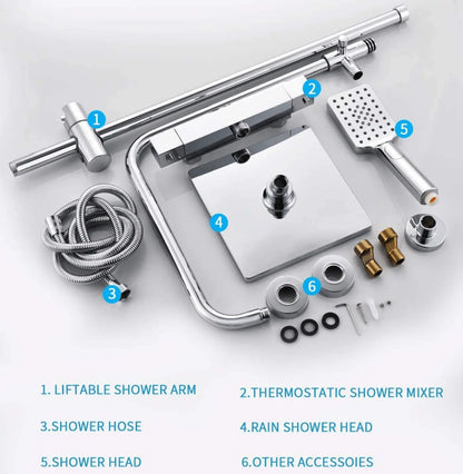 SaniSupreme Vienna Thermostatisch opbouw doucheset 20 cm regendouche chroom vierkant