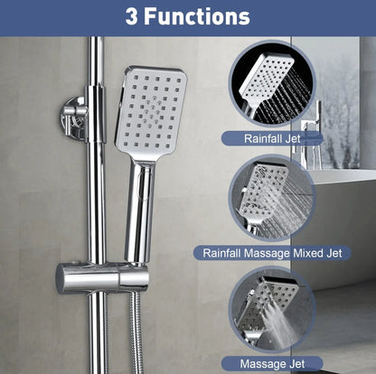 SaniSupreme Vienna Thermostatisch opbouw doucheset 20 cm regendouche chroom vierkant