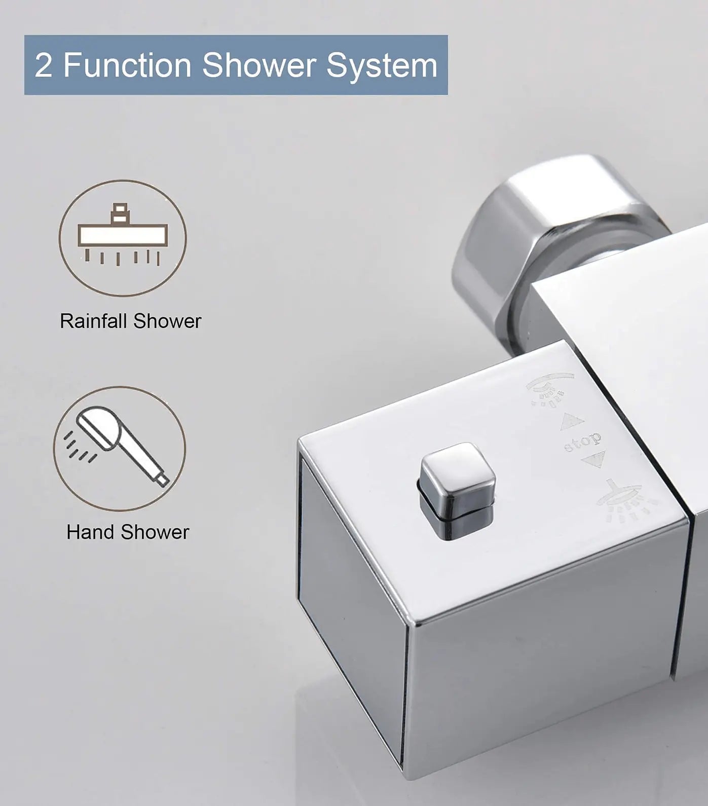 SaniSupreme Vienna Thermostatisch opbouw doucheset 20 cm regendouche chroom vierkant