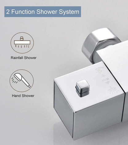 SaniSupreme Vienna Thermostatisch opbouw doucheset 20 cm regendouche chroom vierkant