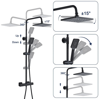 SaniSupreme Vienna Thermostatisch opbouw doucheset 20 cm regendouche mat zwart