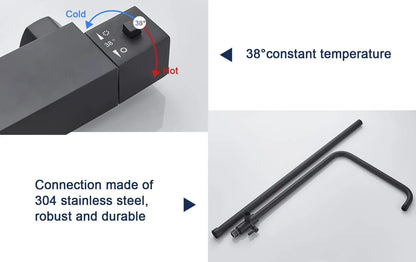 SaniSupreme Vienna Thermostatisch opbouw doucheset 20 cm regendouche mat zwart