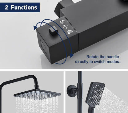 SaniSupreme Vienna Thermostatisch opbouw doucheset 20 cm regendouche mat zwart