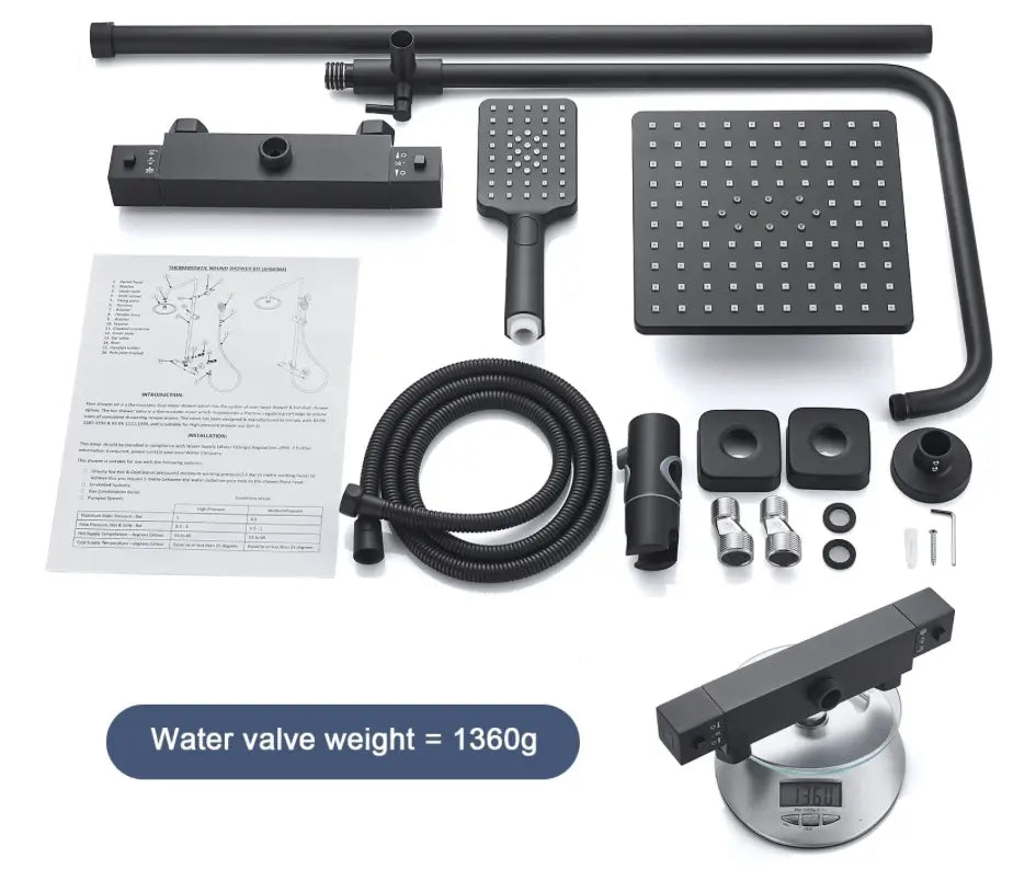 SaniSupreme Vienna Thermostatisch opbouw doucheset 20 cm regendouche mat zwart