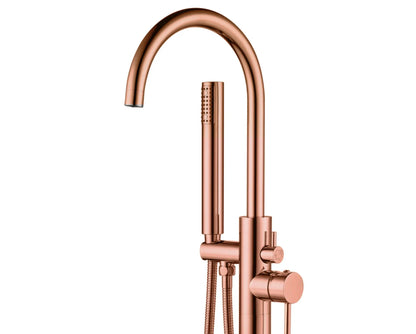 SaniSupreme Vrijstaande Badmengkraan Aloni met Handdouche Messing Geborsteld Koper