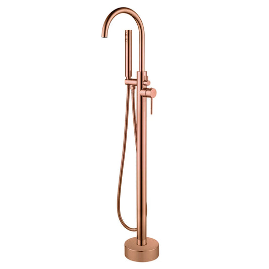 SaniSupreme Vrijstaande Badmengkraan Aloni met Handdouche Messing Geborsteld Koper