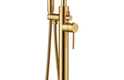 SaniSupreme Vrijstaande Badmengkraan Creavit Aloni met Handdouche Messing Geborsteld Goud