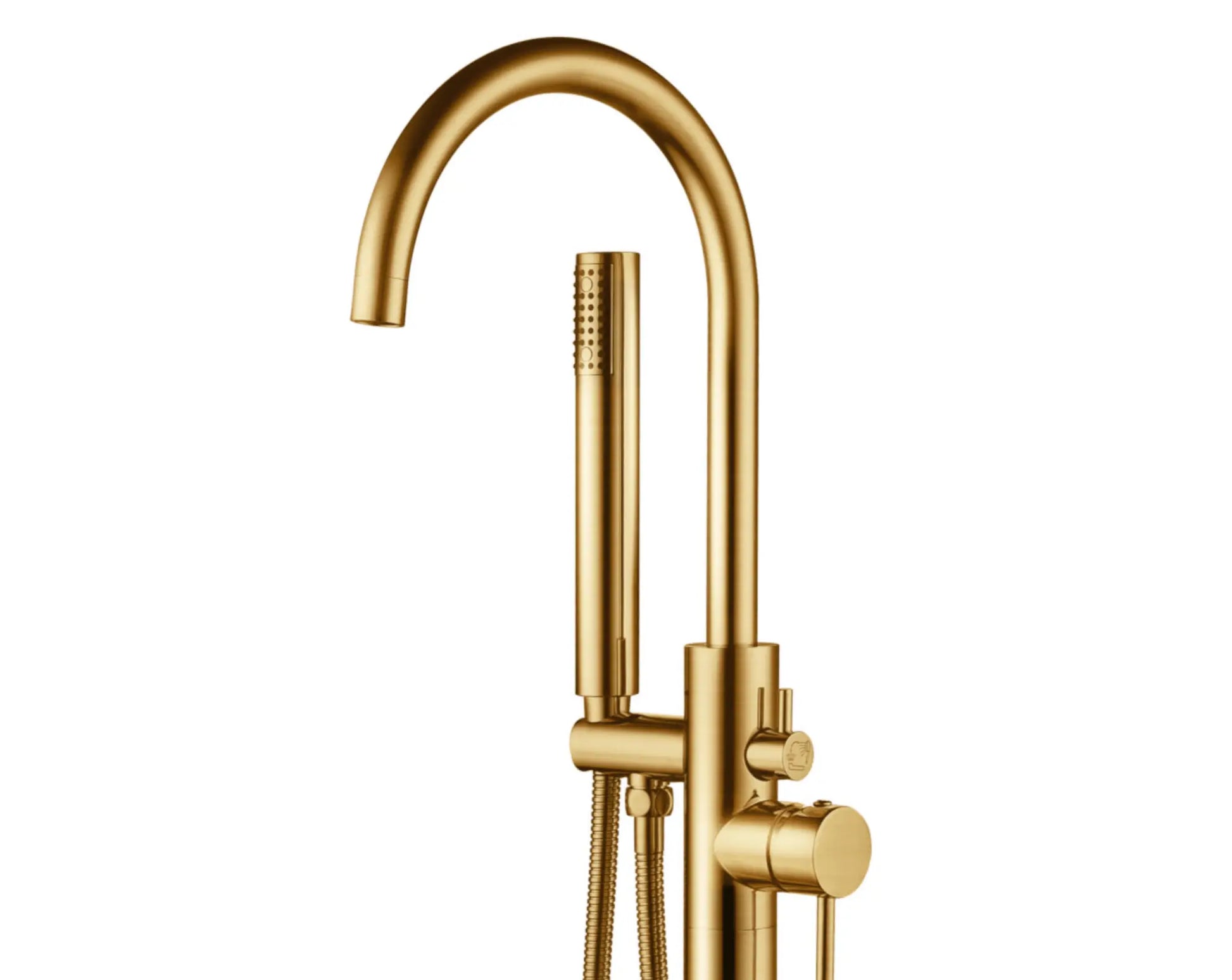 SaniSupreme Vrijstaande Badmengkraan Creavit Aloni met Handdouche Messing Geborsteld Goud