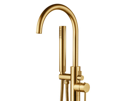 SaniSupreme Vrijstaande Badmengkraan Creavit Aloni met Handdouche Messing Geborsteld Goud