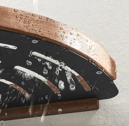 Sanisupreme Wand Hoekplank Doucherek mat zwart walnoot rand 28 cm. RVS